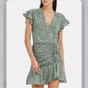 Veronica Beard Green Ruched Silk Dress